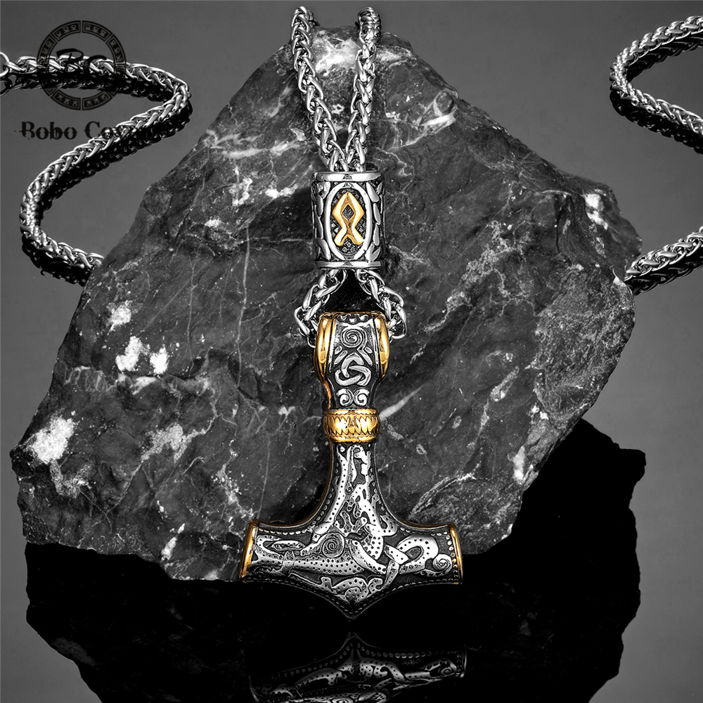 Battle Rope Anchor - Gold Plated Norse Runes Beads Thor's